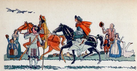Louis XIV à la chasse - Illustration de Sylvain Sauvage pour le livre « Louis XIV » de Frantz Funck-Brentano